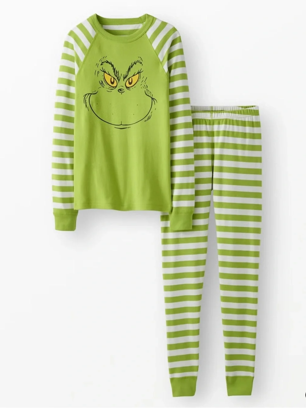 Hanna Andersson Dr.Suess Grinch Organic Cotton Long John Pajamas Boy Girl Size 8